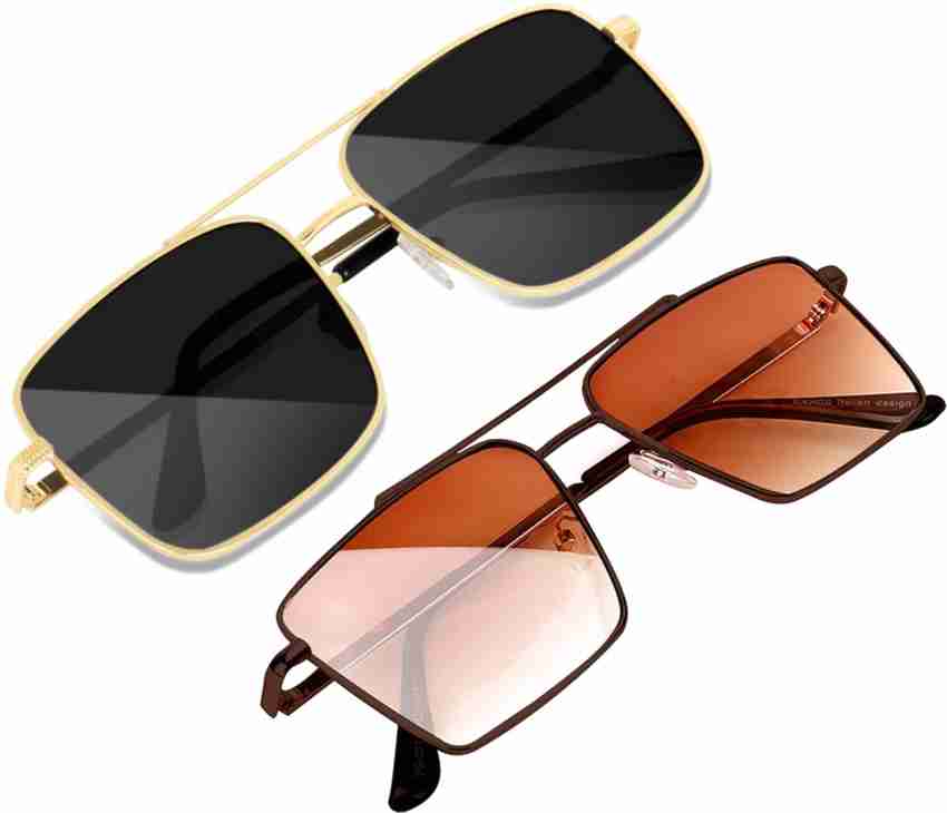 Buy Rich Club Retro Rectangular Aviator Sunglasses Premium Glass
