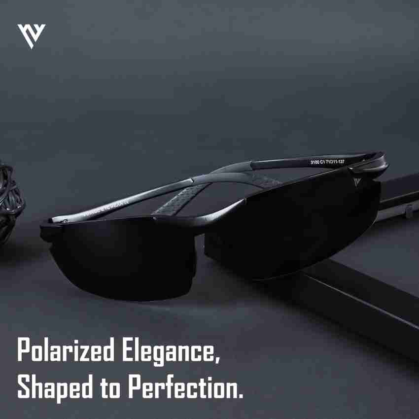 Voyage Exclusive Black Polarized Wrap Around Sunglasses for Men & Wome