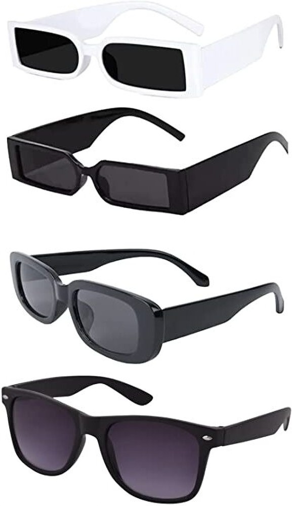 MC Stan Black Retro Rectangular Vintage With Polycarbonate Sunglasses,  Goggles 400 UV Protection For Men's Women's