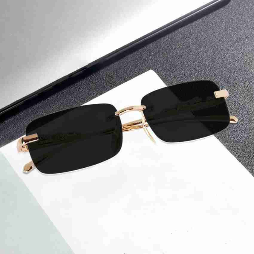 Black rimless discount sunglasses