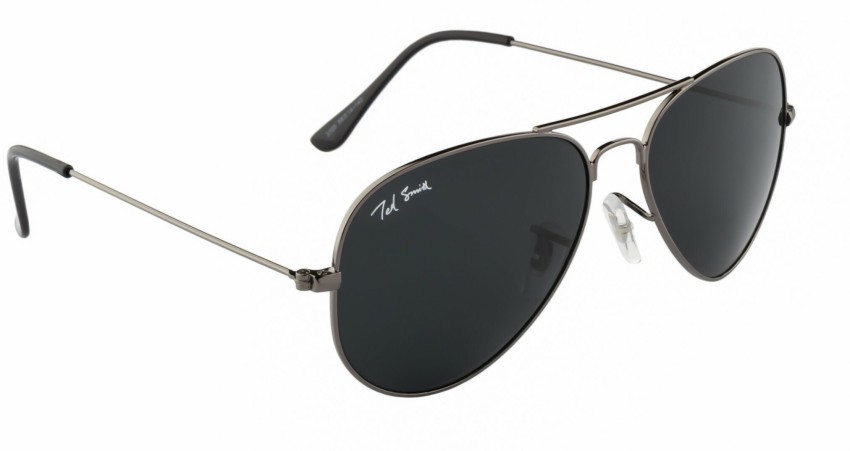 Ted Smith TS-61085-GLD-BLK UV-Protected Aviator Sunglasses For Men (Gold, OS)