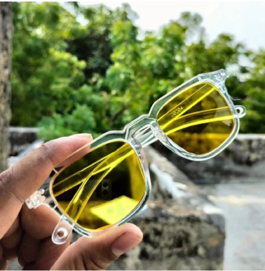 Clear yellow frame sunglasses cheap