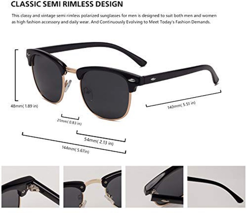Buy POLOSHADES Clubmaster Sunglasses Black For Men Online @ Best