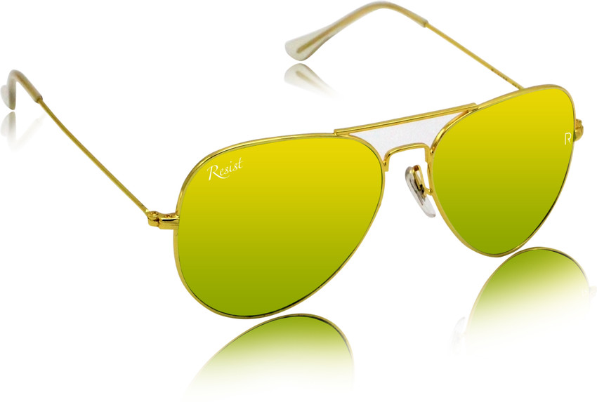 Yellow mirrored sunglasses on sale