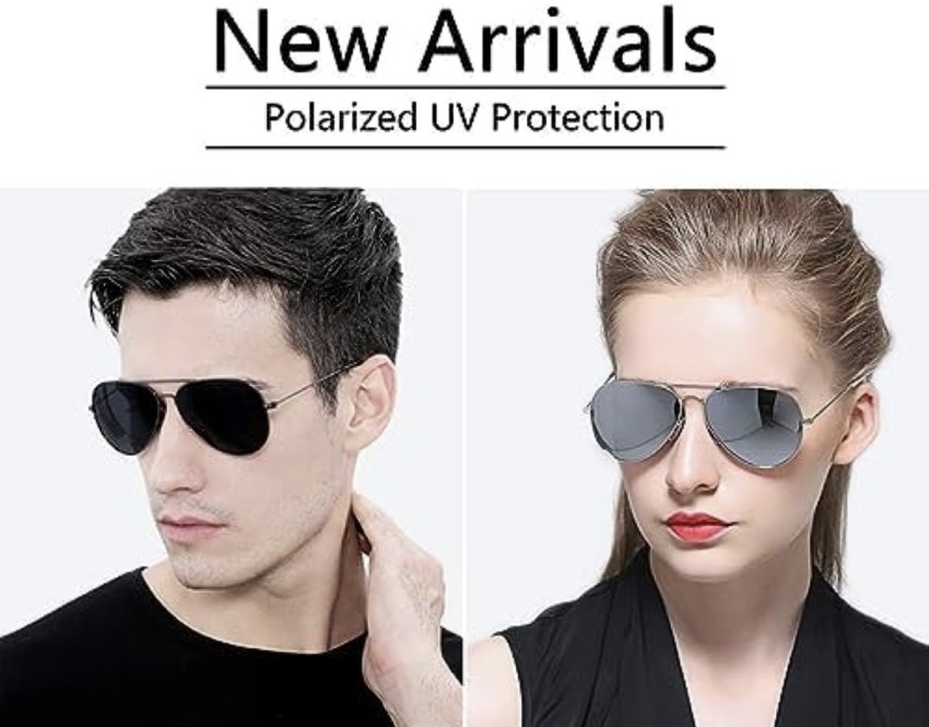 Aviator Sunglasses Men Women Polarized UV Protection Mirrored Lens Metal  Frame