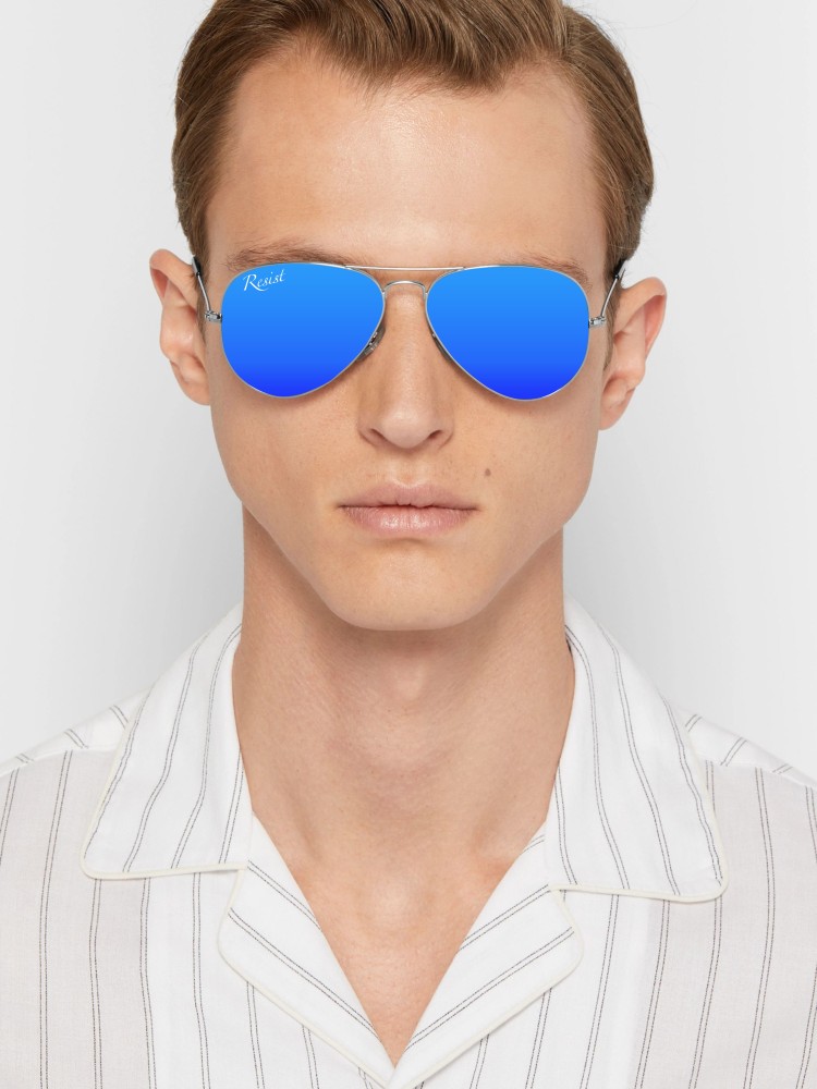 Blue aviator 2024 sunglasses mens