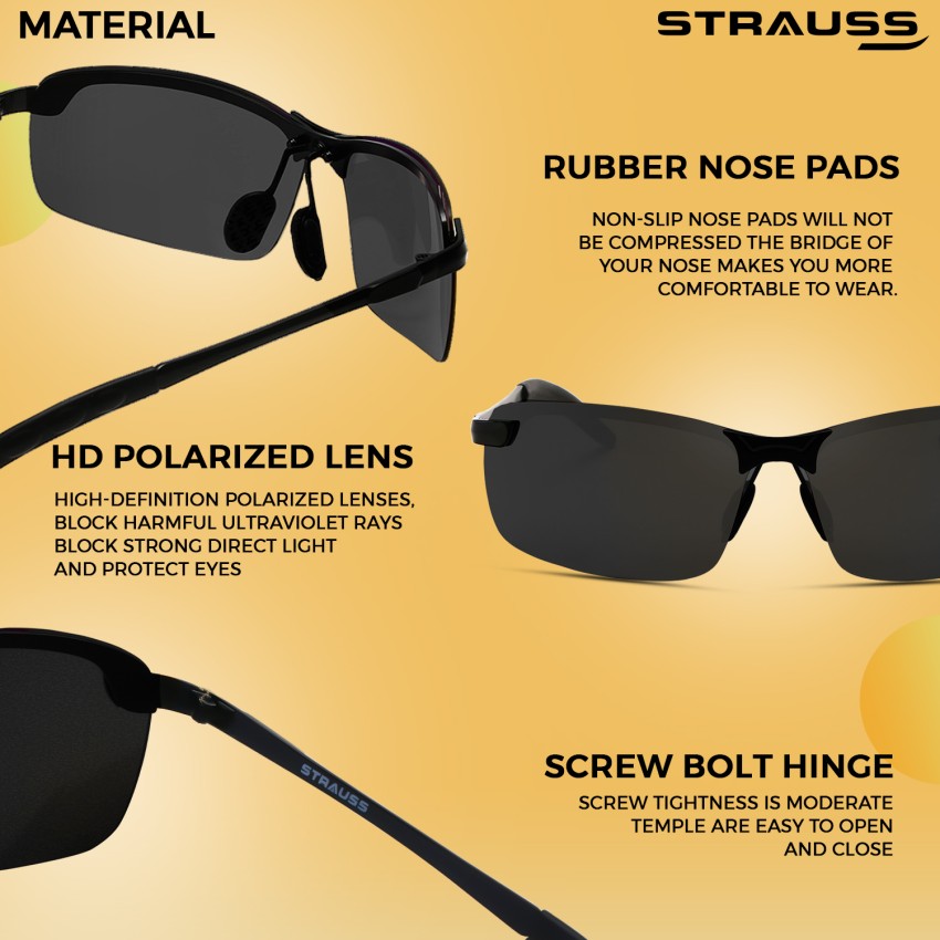 Buy Strauss Rectangular Sunglasses Black For Men & Women Online