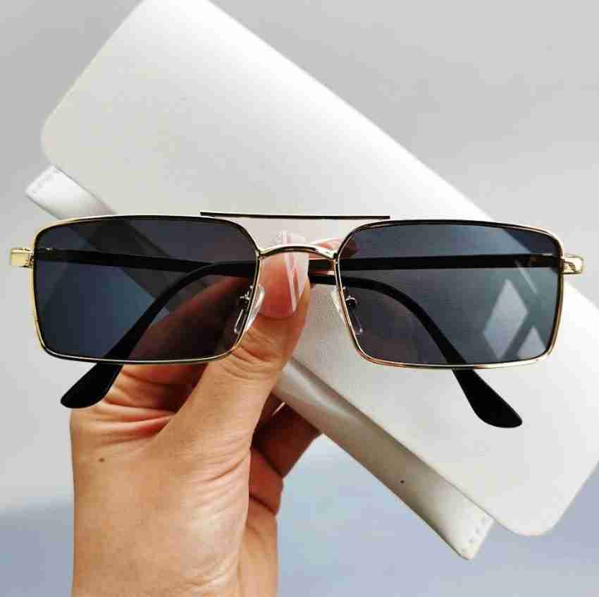 Men's Retro Metal Square Sunglasses Uv Protection With Plastic