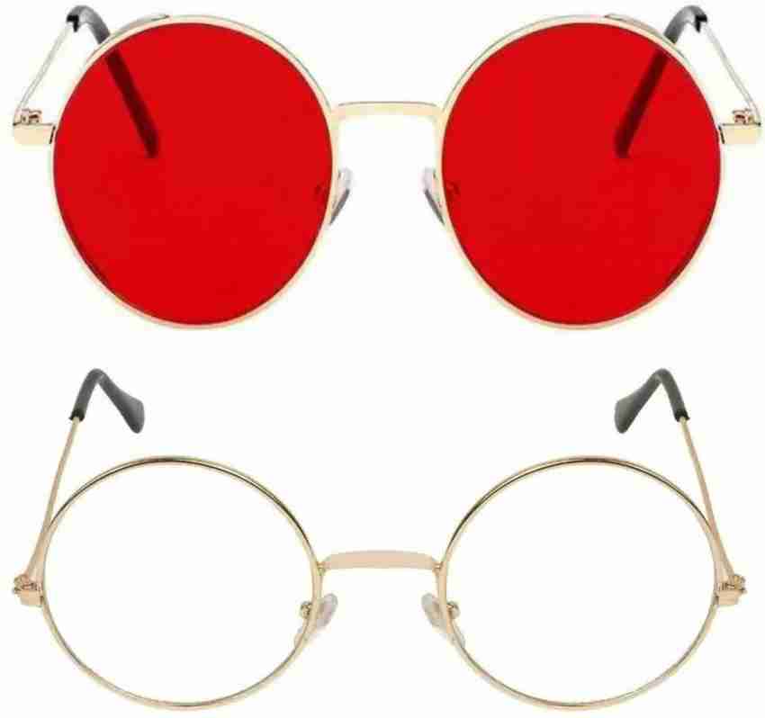 Circle hot sale red sunglasses
