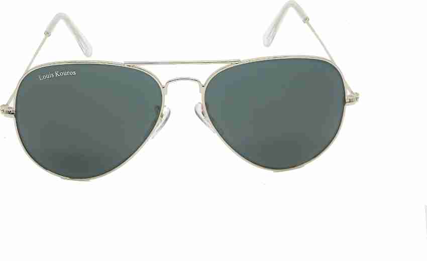 Buy Louis Kouros Cherokee Aviator Classic 4414 sunglasses | Gold Frame |  Black Lens | Mirror Lens | 400 UV Protected | For Men & Women | Medium at