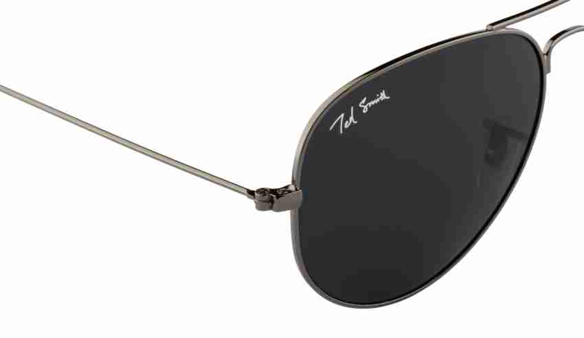 Ted Smith TS-61085-GLD-BLK UV-Protected Aviator Sunglasses For Men (Gold, OS)