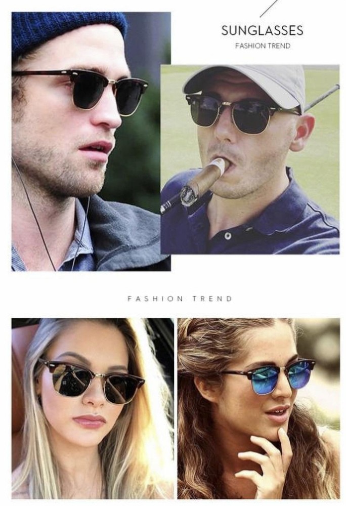 Buy Eymen I Clubmaster, Spectacle Sunglasses Black For Men & Women Online @  Best Prices in India