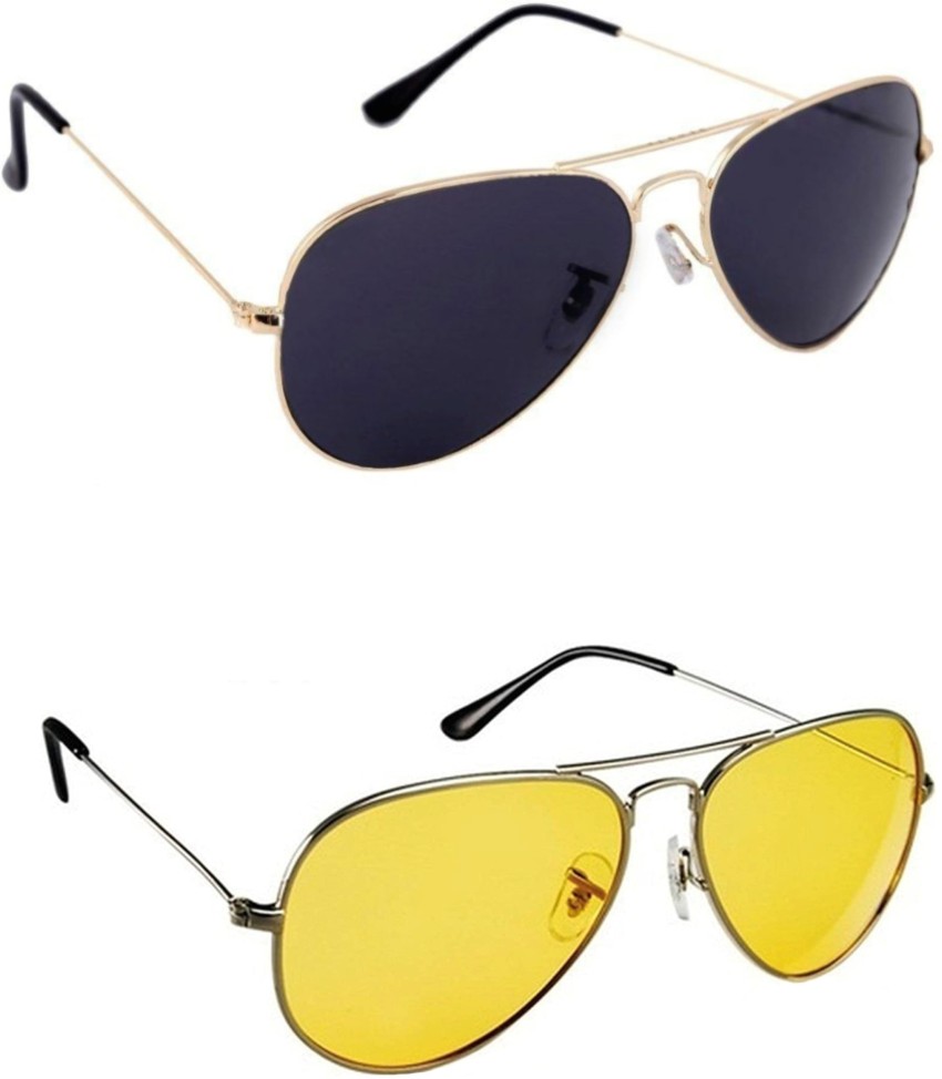 Buy PC STAR Aviator Sunglasses Black Yellow For Men Women Online Best Prices in India Flipkart