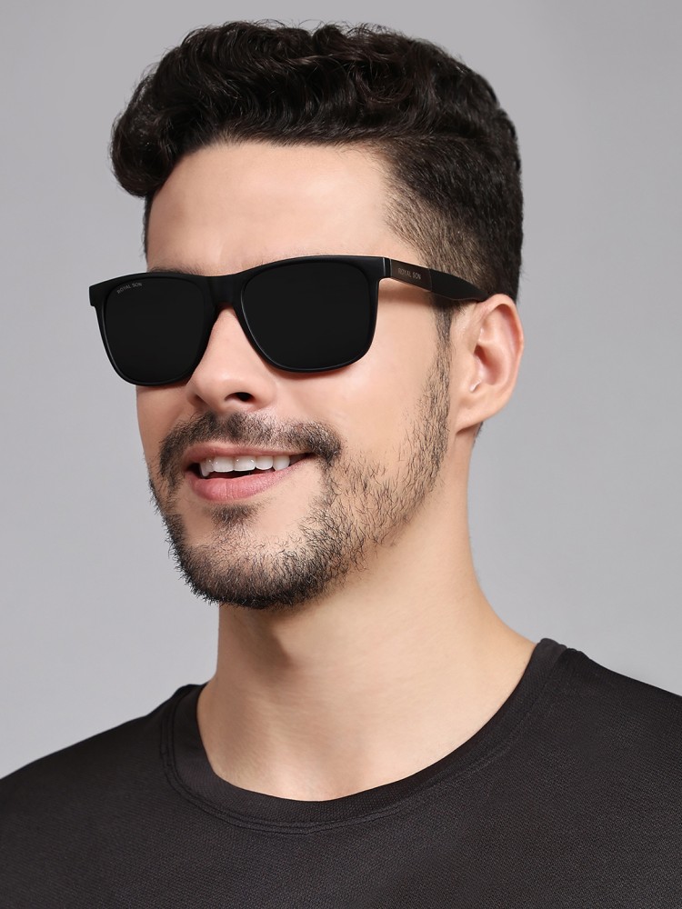 Buy ROYAL SON Wayfarer, Retro Square Sunglasses Black For Men