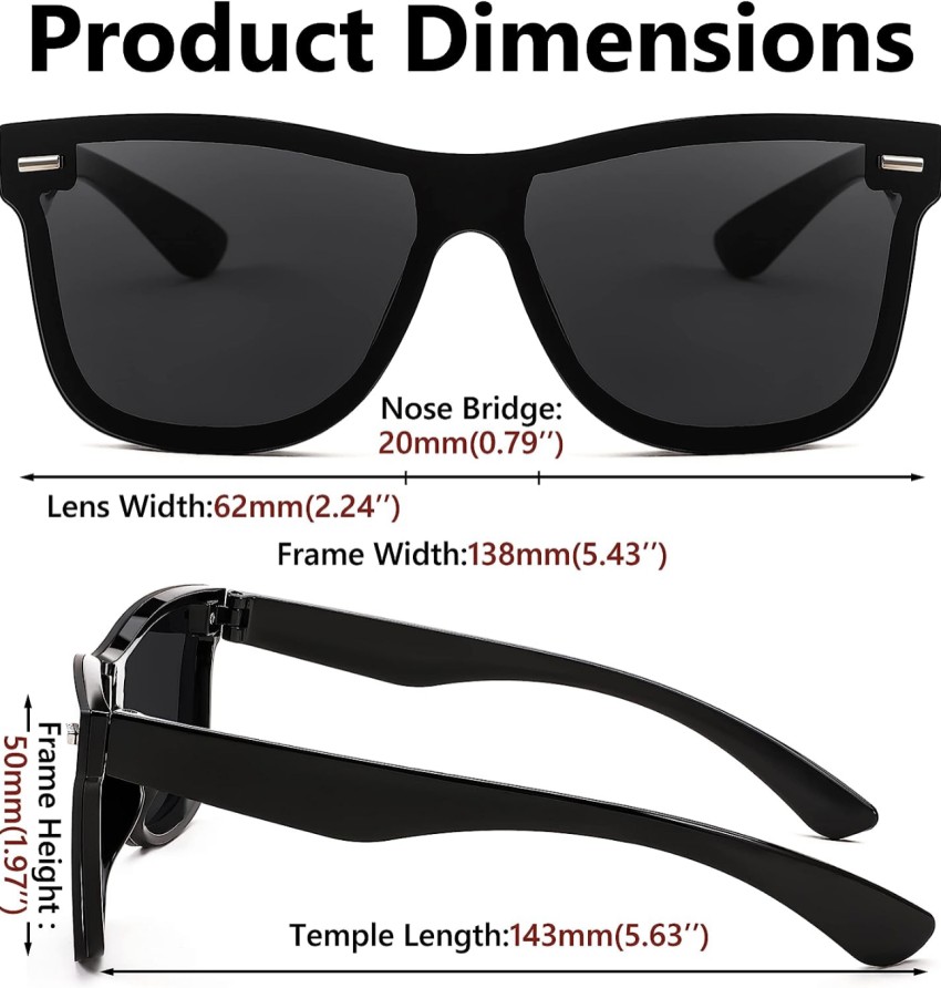 Buy I Flash Retro Square Sunglasses Black For Men & Women Online @ Best  Prices in India