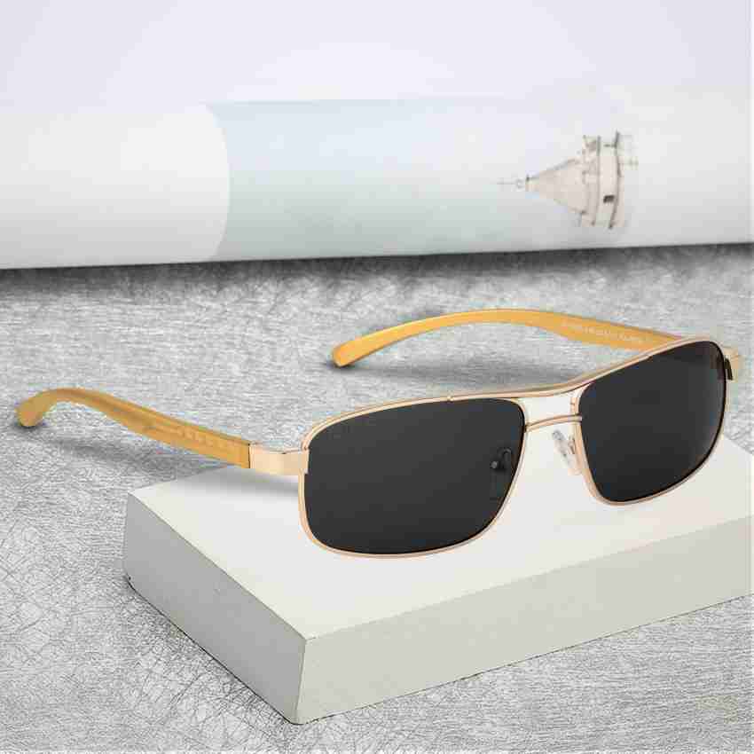 Buy ROYAL SON Rectangular Sunglasses Black, Golden For Men Online @ Best  Prices in India