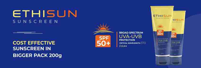 ETHISUN Sunscreen - SPF 50+ PA++ Sunscreen - Price in India, Buy ETHISUN  Sunscreen - SPF 50+ PA++ Sunscreen Online In India, Reviews, Ratings &  Features | Flipkart.com