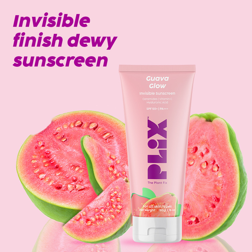 The Plant Fix Plix Sunscreen - SPF 50 PA+++ Guava Glow Invisible Sunscreen  With For UV A - Price in India, Buy The Plant Fix Plix Sunscreen - SPF 50  PA+++ Guava