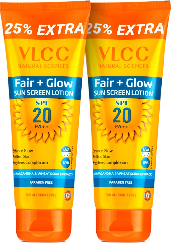 VLCC Matte Look SPF 30 PA++ Sunscreen & Fair+ Glow Sunscreen Lotion SPF20  PA++