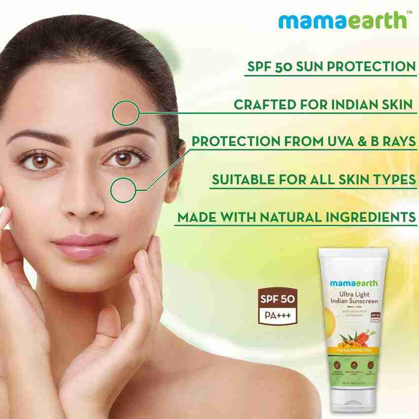 Mamaearth Sunscreen SPF 50 PA Sunscreen Lotion For Indian Skin With Turmeric Carrot Seed