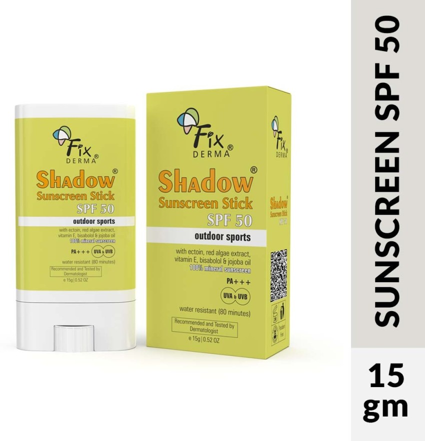 Fixderma Shadow Sunscreen Stick SPF 50 with Vitamin E, Sunscreen Stick for  Sports (White) - SPF 50 PA+++ - Price in India, Buy Fixderma Shadow Sunscreen  Stick SPF 50 with Vitamin E