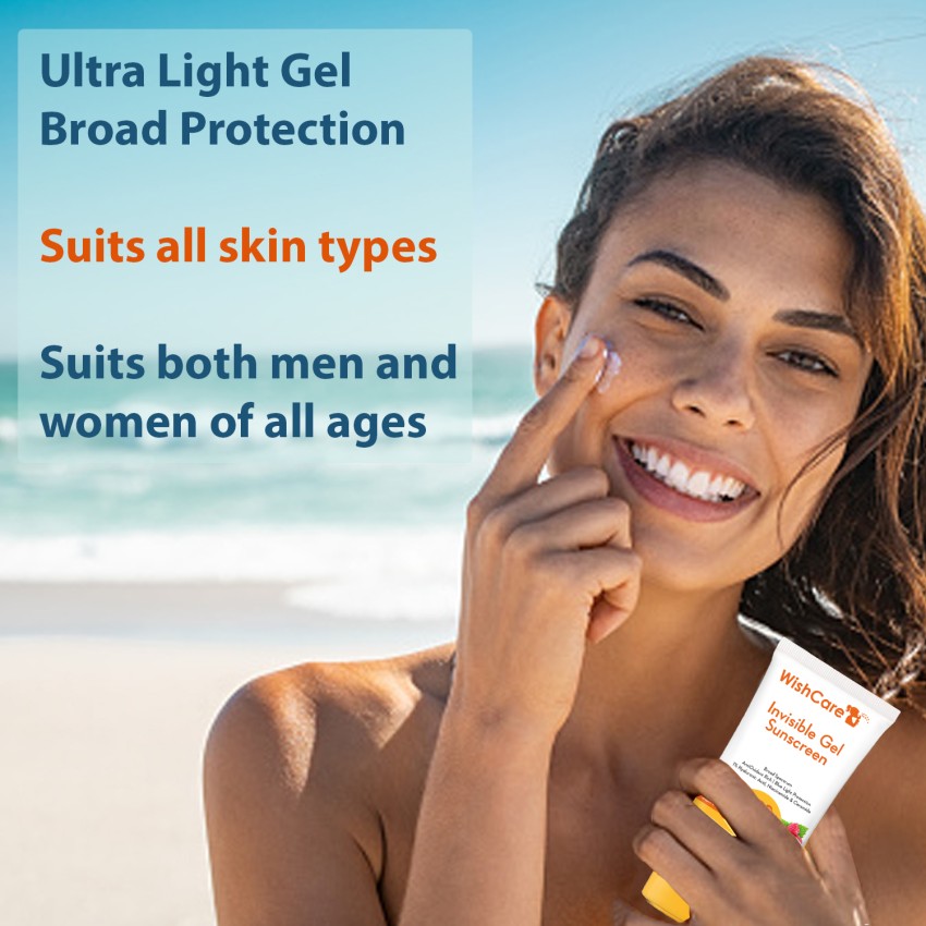 WishCare Sunscreen - SPF 50+ PA++++ Invisible Gel Sunscreen - Oil Free,  Broad Spectrum with No White Cast - Price in India, Buy WishCare Sunscreen  - SPF 50+ PA++++ Invisible Gel Sunscreen 