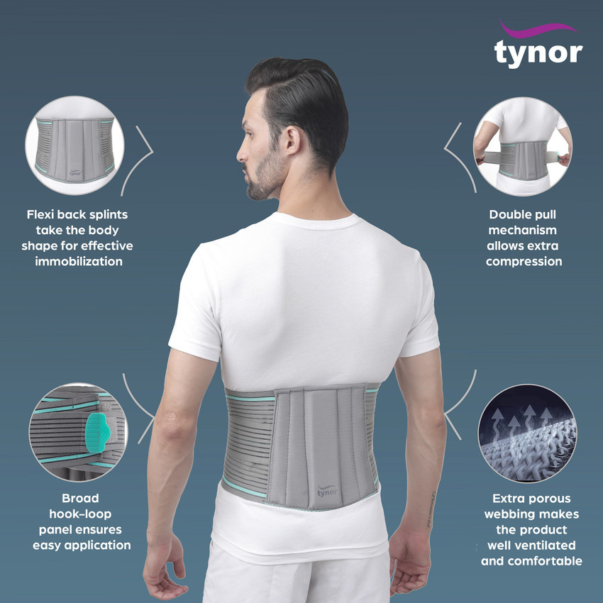 TYNOR Lumbo Sacral Belt Grey Medium 1 Unit Back Lumbar