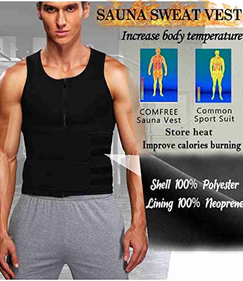 Comfree Men Sauna Vest Neoprene Sweat Waist Trainer Vest Weight