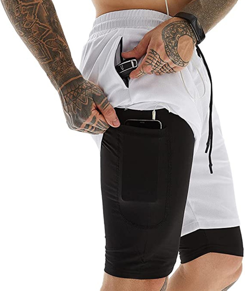 Buy mens shorts for gym  running in cotton black white online  FUAARK