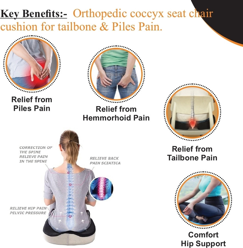 SUPERFINE COMFORT Orthopedic Coccyx Seat Cushion for tailbone Sciatica Piles Pain relief Back Lumbar Support Buy SUPERFINE COMFORT Orthopedic Coccyx Seat Cushion for tailbone Sciatica Piles