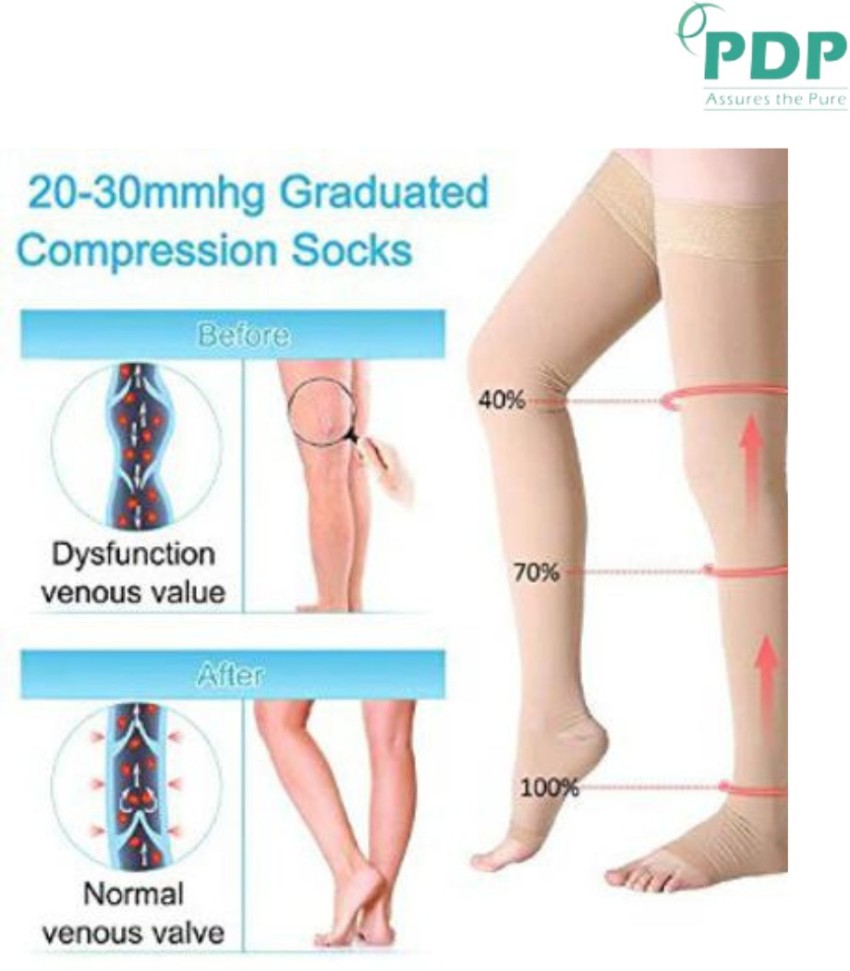 2 Pairs Thigh High Compression Stockings Footless India