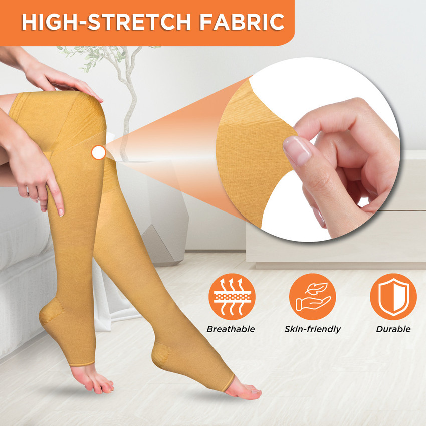 VISSCO Medical Compression Stockings Above Knee Improves Blood Circulation Beige Knee Support Buy VISSCO Medical Compression Stockings Above Knee Improves Blood Circulation Beige Knee Support Online a...