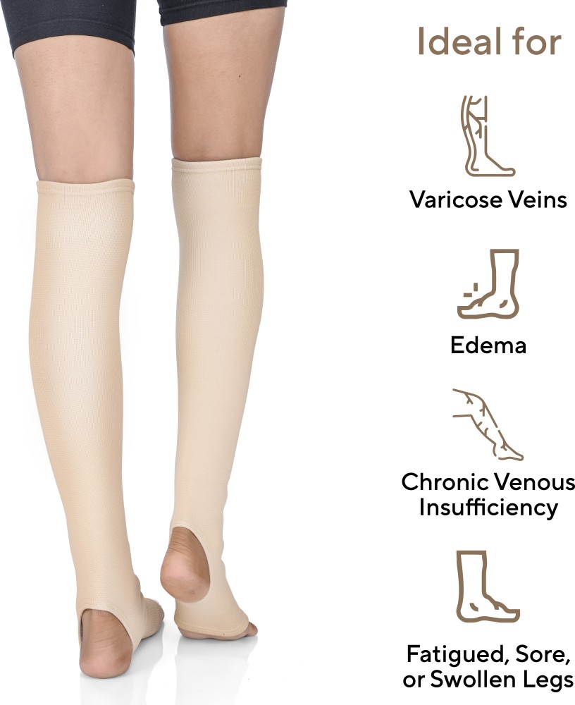 FOVERA Varicose Veins Compression Stockings (Below Knee), for Men & Women  (L, 1 Pair) Heel Support - Buy FOVERA Varicose Veins Compression Stockings  (Below Knee), for Men & Women (L, 1 Pair)