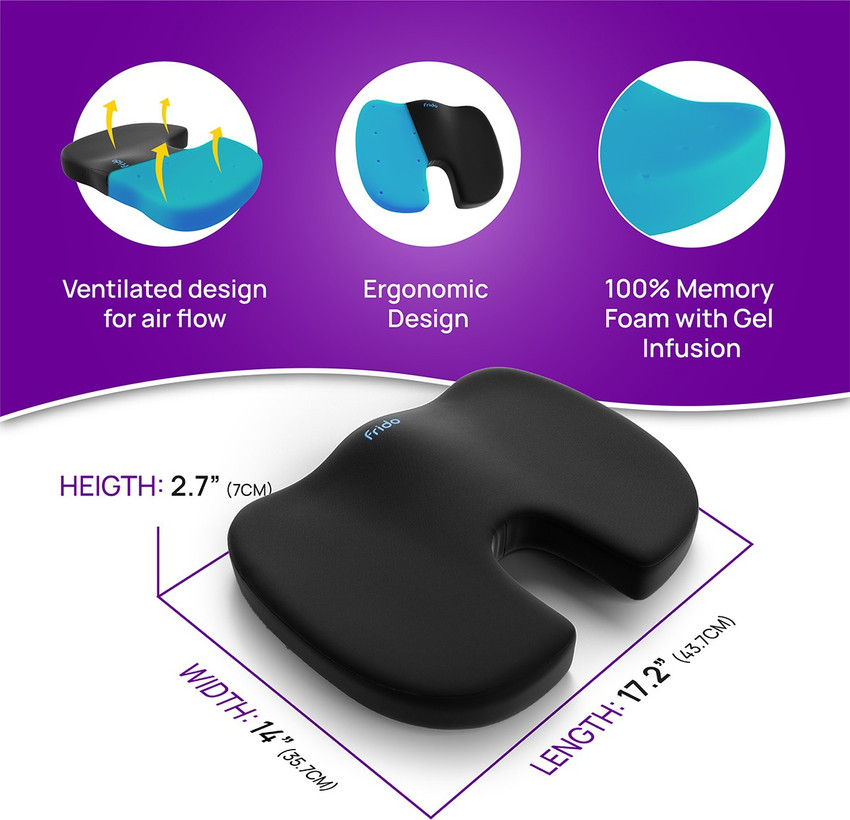 Frido Ultimate Coccyx Seat Cushion with Cooling Gel Memory Foam