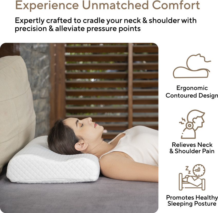FOVERA Memory Foam Contoured Cervical Pillow For Comfortable Sleep
