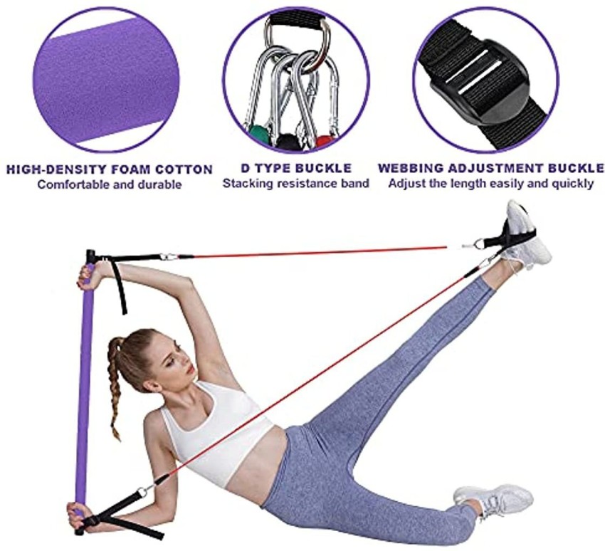 Generic Portable Gym Pilates Bar With Resistance Band Adjustable Exercise @  Best Price Online