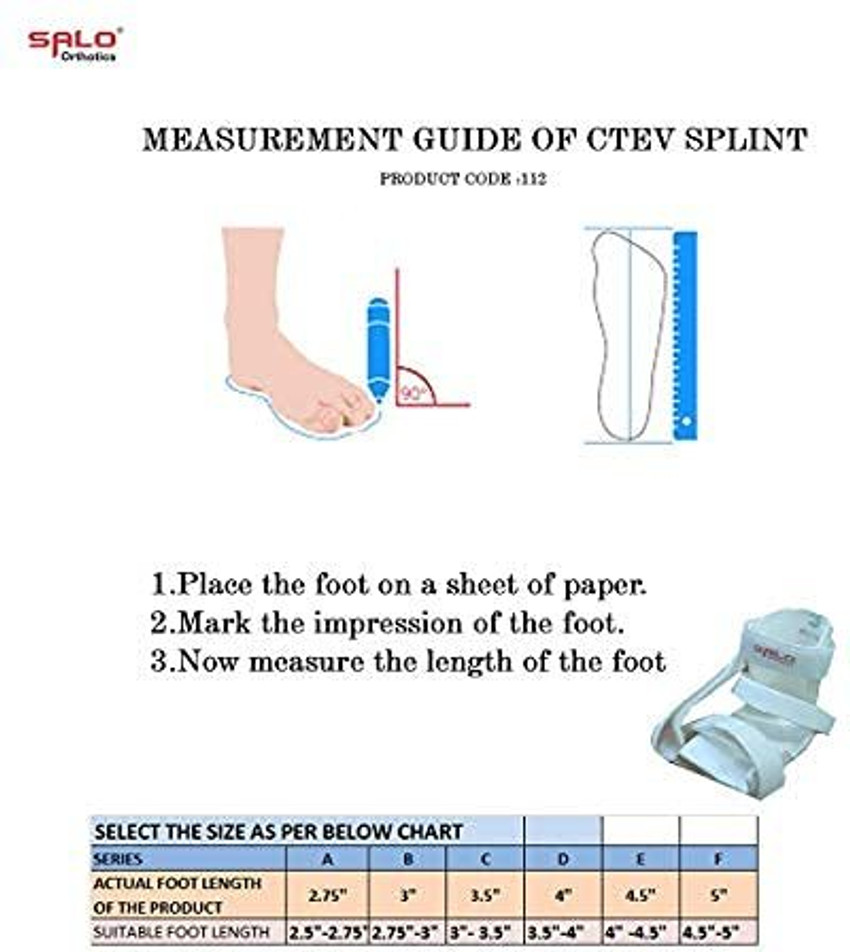 Salo Orthotics Ctev Splint Clubfoot Shoe Size 4