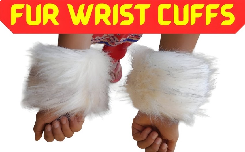 Saga Furs Arctic Snow White Fox Fur Cuffs Arms Warmers Wristbands
