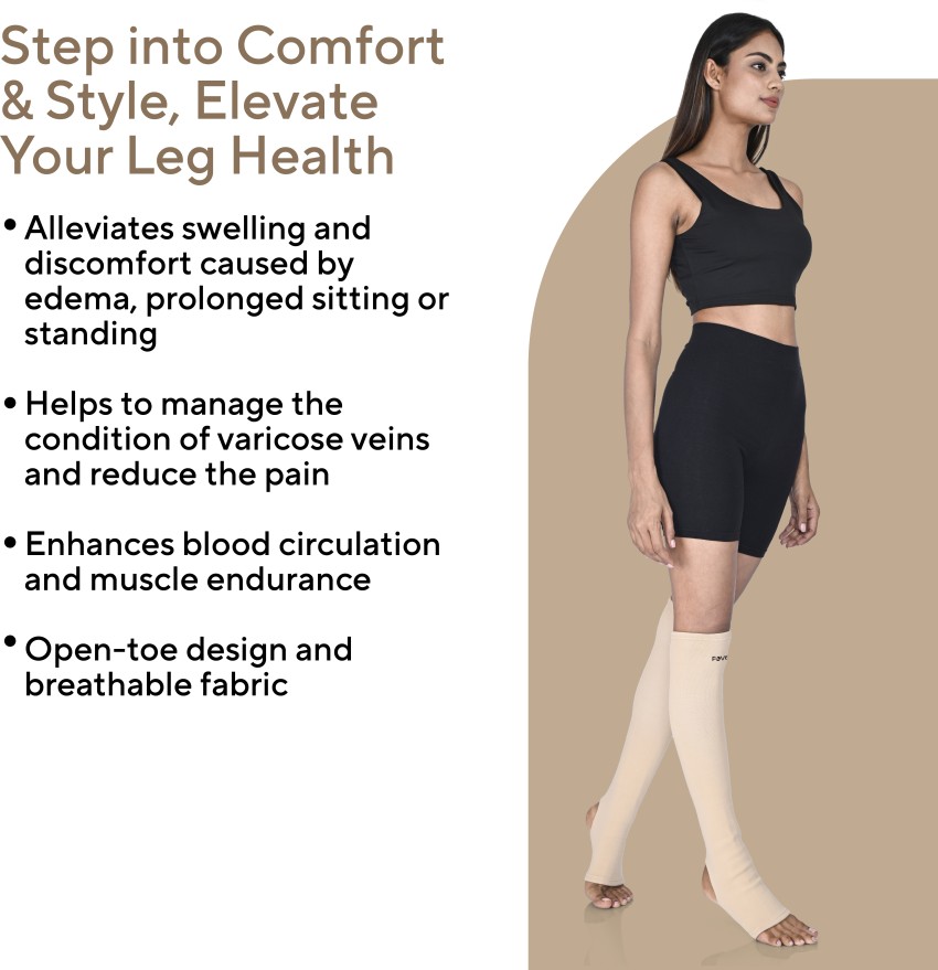 FOVERA Varicose Veins Compression Stockings (Below Knee), for Men & Women  (S, 1 Pair) Heel Support - Buy FOVERA Varicose Veins Compression Stockings (Below  Knee), for Men & Women (S, 1 Pair)