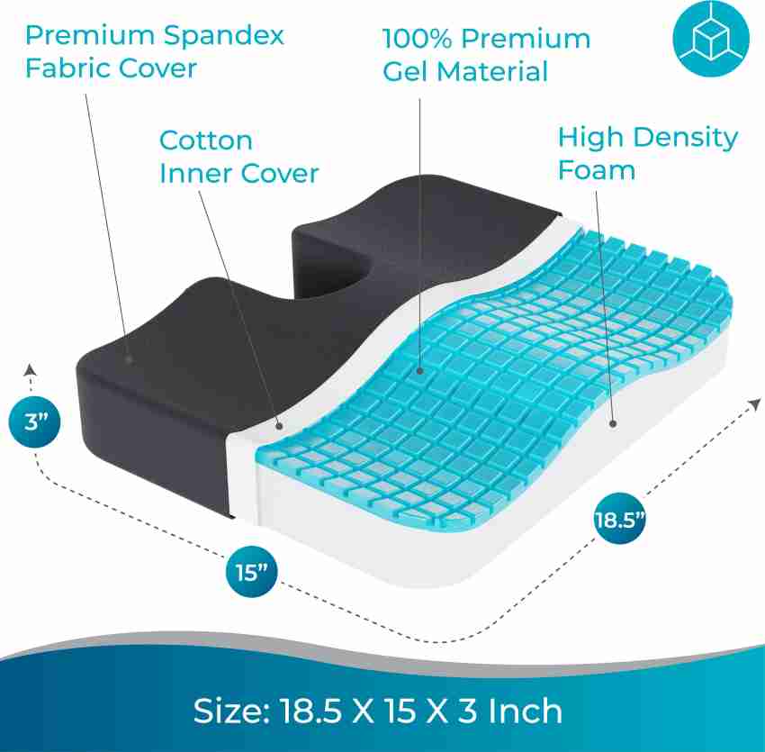 GELRIDE Gel Seat Cushion - Prevents Pressure Sores, Sciatica and Tailbone  Pain - Grid Design, Cool, Soft & Large - for Office Chair, Wheelchair -  - Bluee