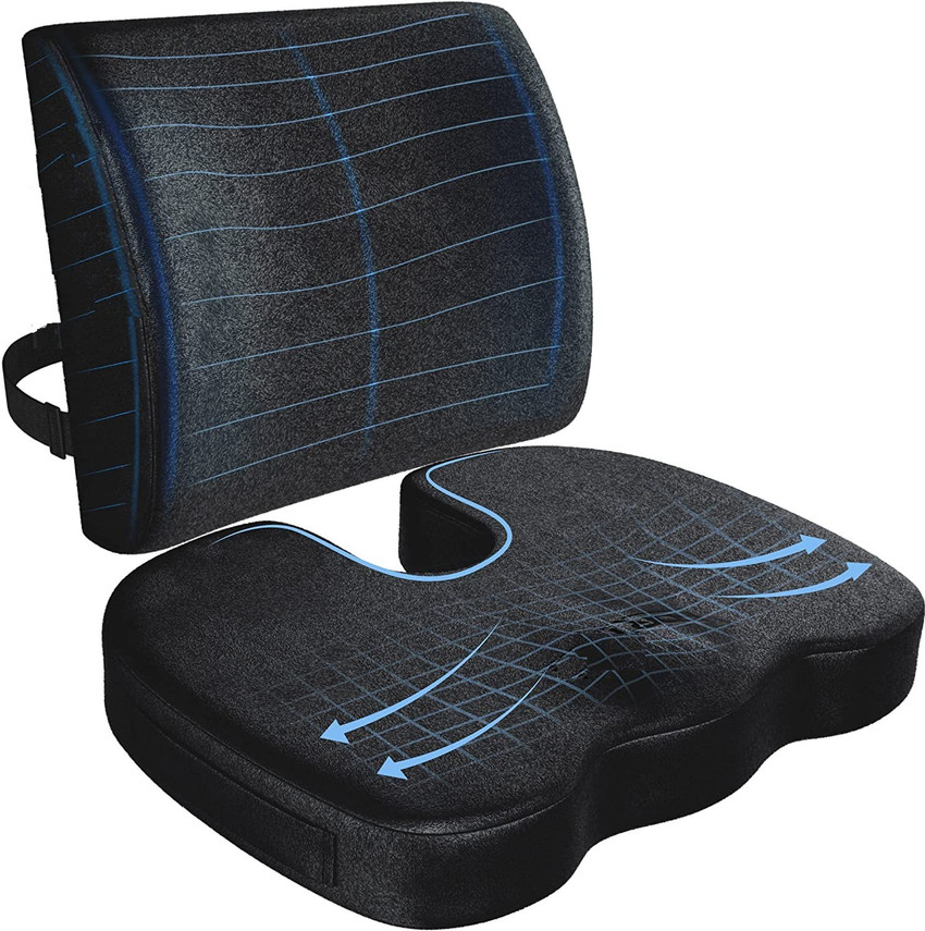 4V1 Memory Foam Lumbar Pillow and Seat Cushion Combo Coccyx