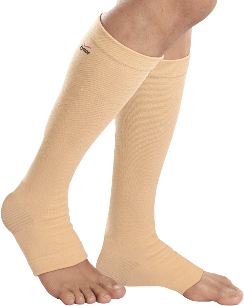 NEW (BIG & TALL 3XL) Open Toe Knee Length Zipper Up Compression Hosiery  Calf Leg Support Stocking Stocks (2-Pack Beige)