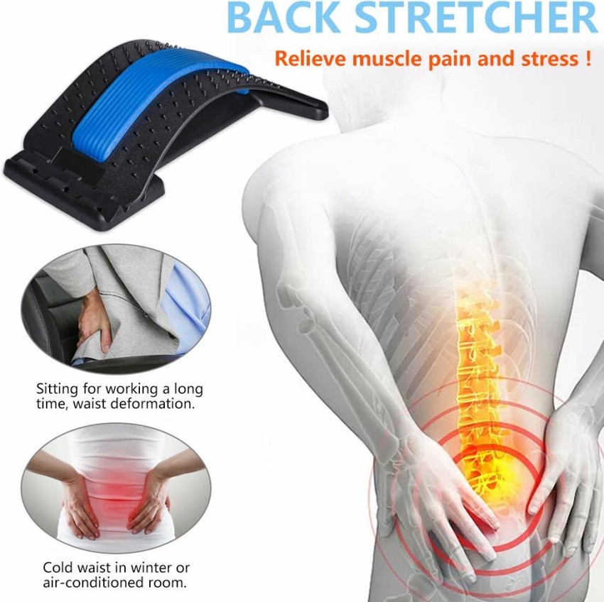 Lumbar Relief Back Stretcher Device Back Support Black+Blue in
