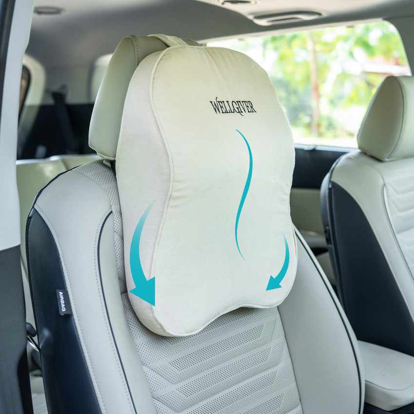 WELLGIVER Memory Foam Car Neck Pillow Cushion for Universal Car Beige Cover Pack of 1 Neck Support Buy WELLGIVER Memory Foam Car Neck Pillow Cushion for Universal Car Beige Cover Pack