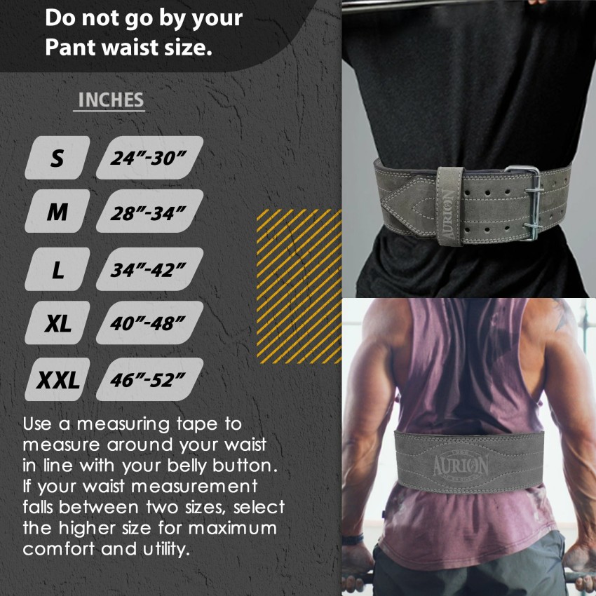 Buy Aurion Geniune Leather Heavyduty Weight Lifting Belt for Men