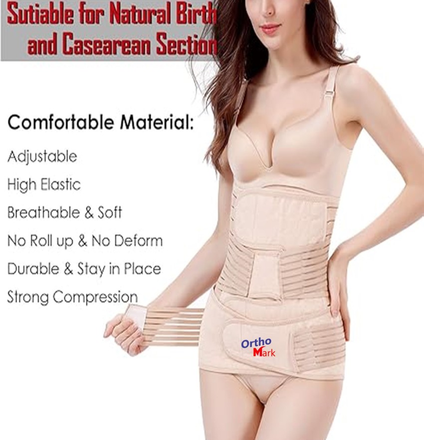 Postpartum Abdominal Support Binder | Natural Delivery & C-Section Recovery  | 9 High Adjustable Compression Wrap