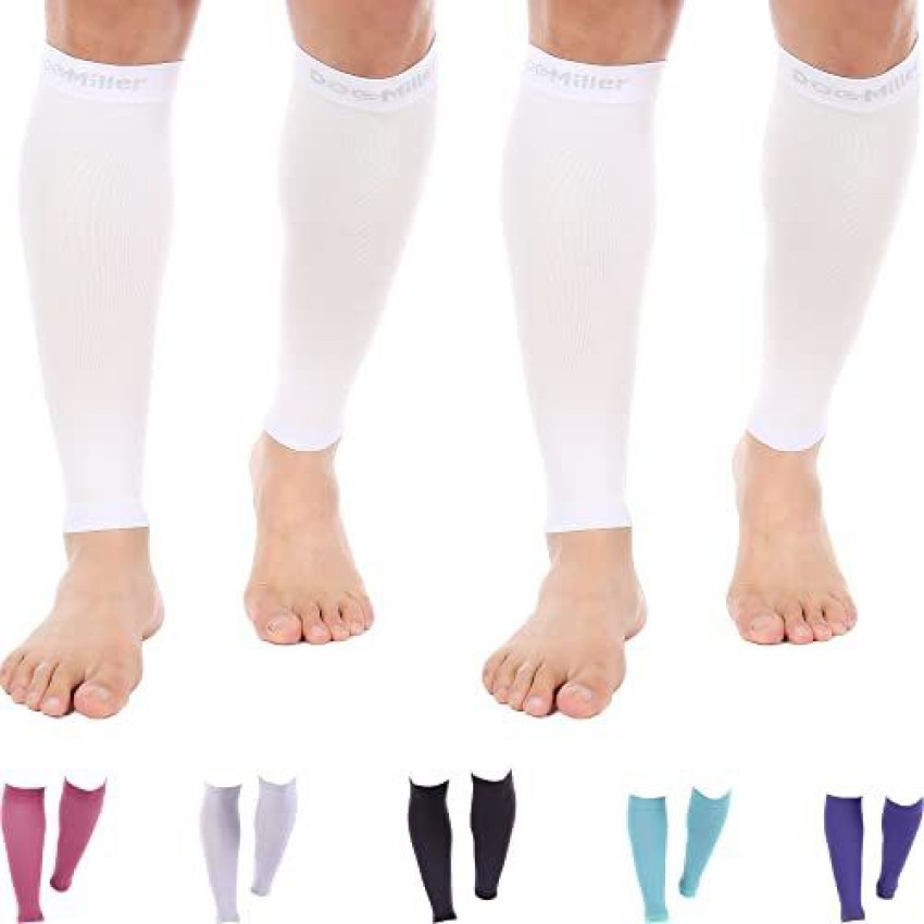 Premium Calf Compression Sleeve 20-30 mmHg WHITE by Doc Miller