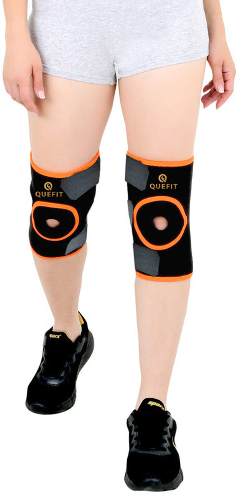Quefit Knee Cap Pain Relief Open Platella With Cushion for Men Women Orange Black Knee Support Buy Quefit Knee Cap Pain Relief Open Platella With Cushion for Men Women