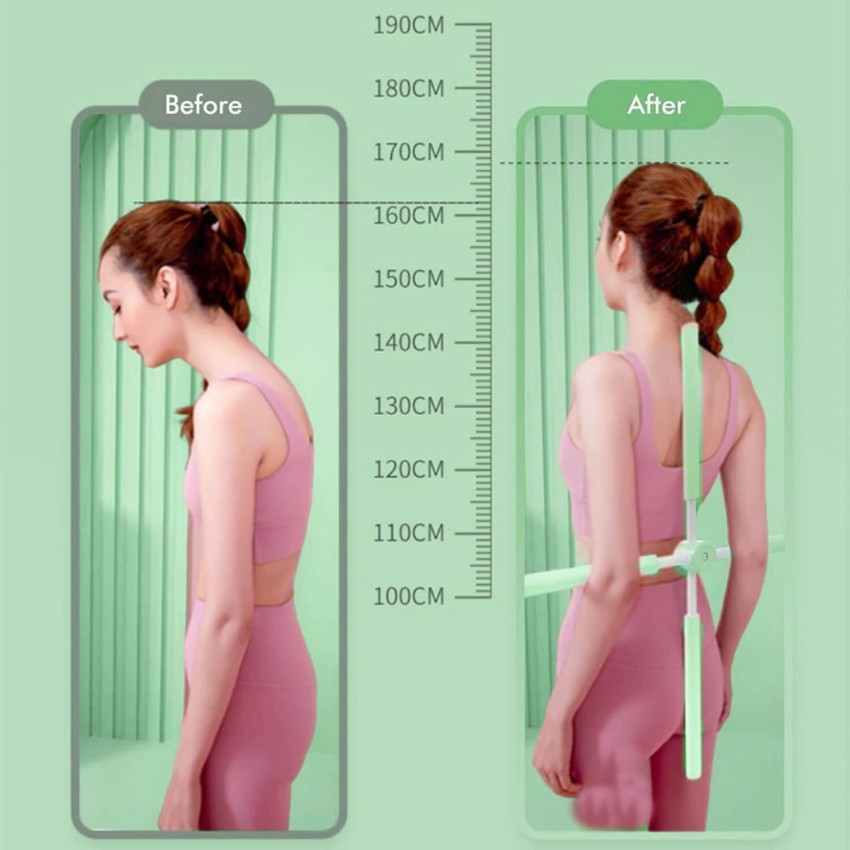 Kingzram Posture Corrector,yoga sticks stretching tool, retractable design  for adult and child Back Brace Posture Corrector (Blue) 