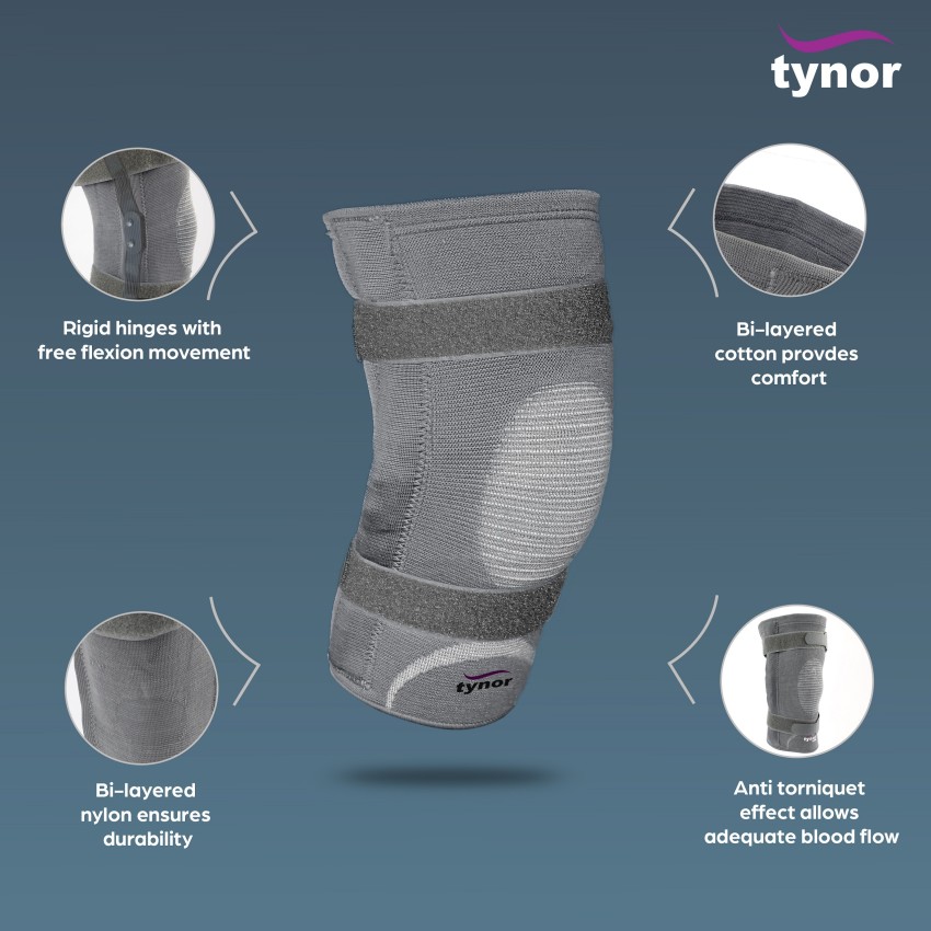 TYNOR Knee Support Hinged (Neoprene), Grey, XL, 1 Unit